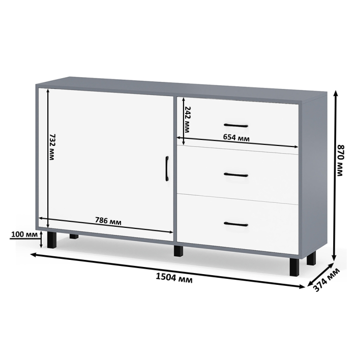 Туалетные столики, Комод ящики и дверка 122-1504 и туалетный столик с подсветкой СТ-4