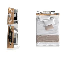 Кровать со спальным местом 1600 с ортопедическим основанием с тумбой под ТВ Остин 16.47 и комодом 16.221