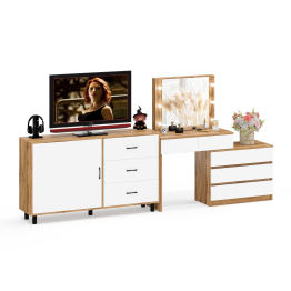 Стол-трансформер косметический с подсветкой 110 и комод-тумба три ящика 122-1504