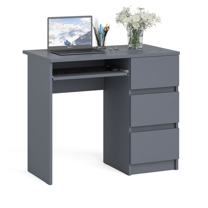 Детские столы, Стол компьютерный три ящика Мори МС-6 правый