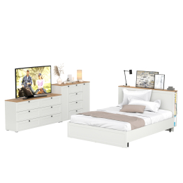 Спальный гарнитур из двуспальной кровати с основанием и двух комодов Остин 16.240 и 16.221