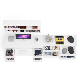 Широкий комод Мори на шесть ящиков с двутумбовым столом МС-2 и открытой полкой