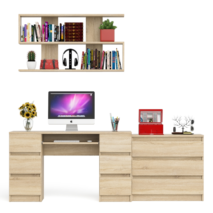Домашние кабинеты, Комод Мори три ящика МК-800 и стол компьютерный Мори МС-2 с полкой 1200