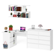 Домашние кабинеты, Книжная полка Мори 1200 с комодом 1200.8 и компьютерным столом МС-16 левым