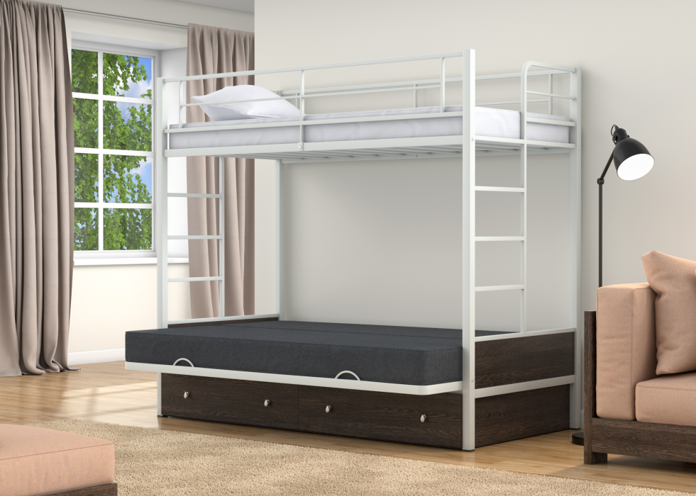 Для подростков, Двухъярусная кровать-диван Дакар 1 ящики Венге