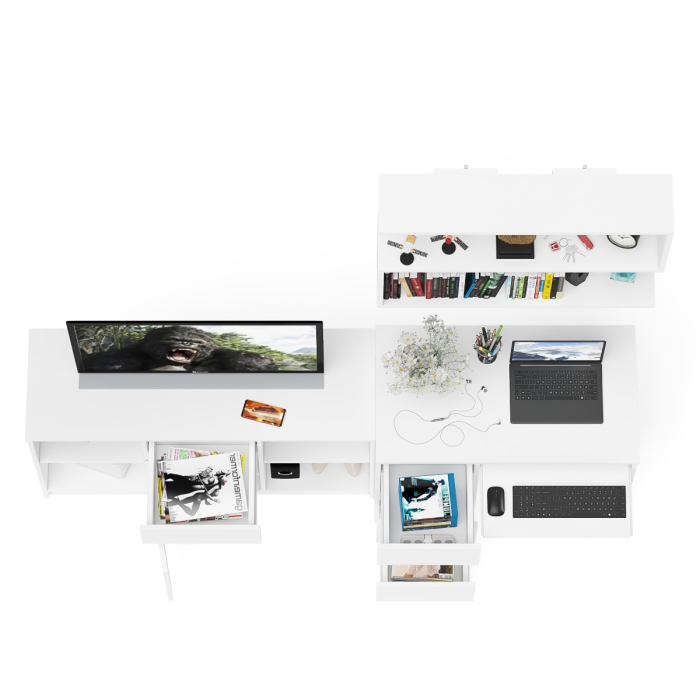 Прямые компьютерные столы, Тумба Мори МТВ1204.1 с компьютерным столом МС-6 левый и полкой 900