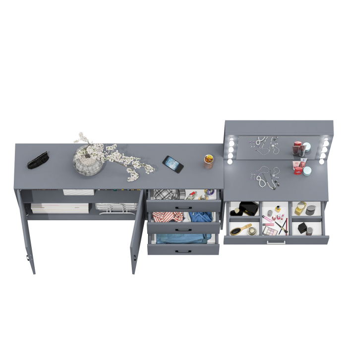 С зеркалом, Комод-тумба 123-1604 и туалетный столик с подсветкой СТ-4