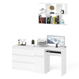 Однотумбовый стол компьютерный Мори МС-1 левый с комодом три ящика и навесной полкой 900