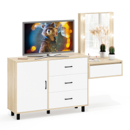 Комод с дверками и ящиками 122-1204 и косметический столик навесной с подсветкой