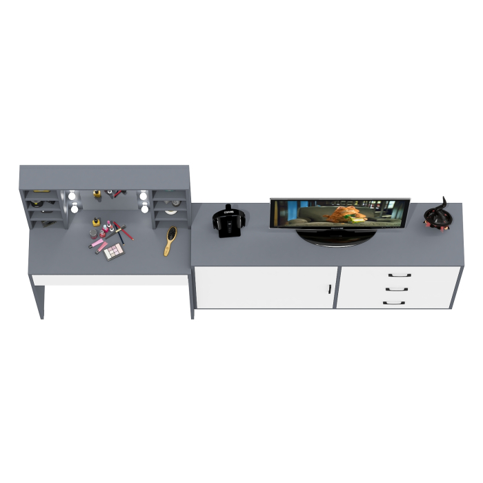 Туалетные столики, Столик туалетный с полочками и с подсветкой и комод 122-1504