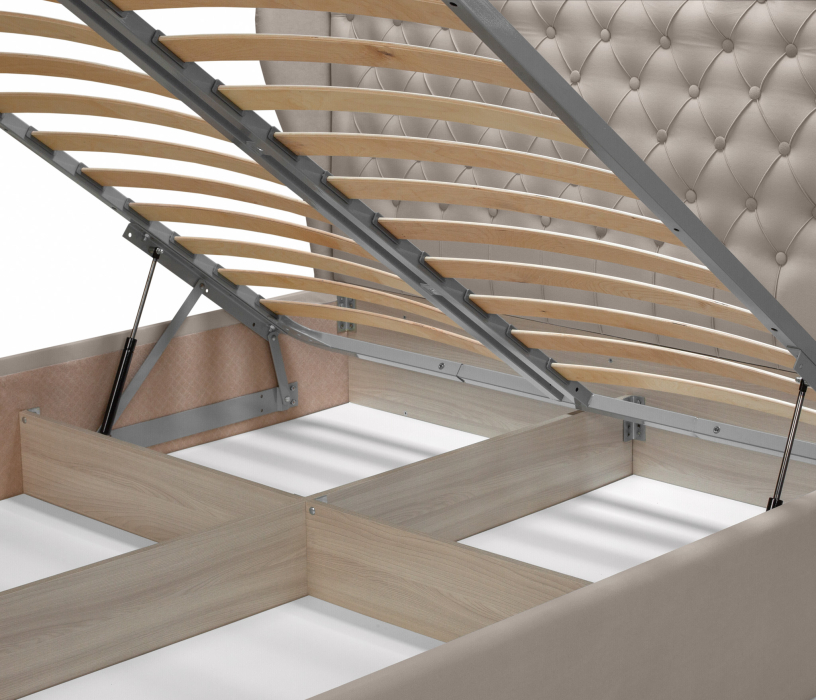 Мягкая кровать, Кровать с мягким изголовьем Мишель 1600 с подъемным механизмом, микровелюр