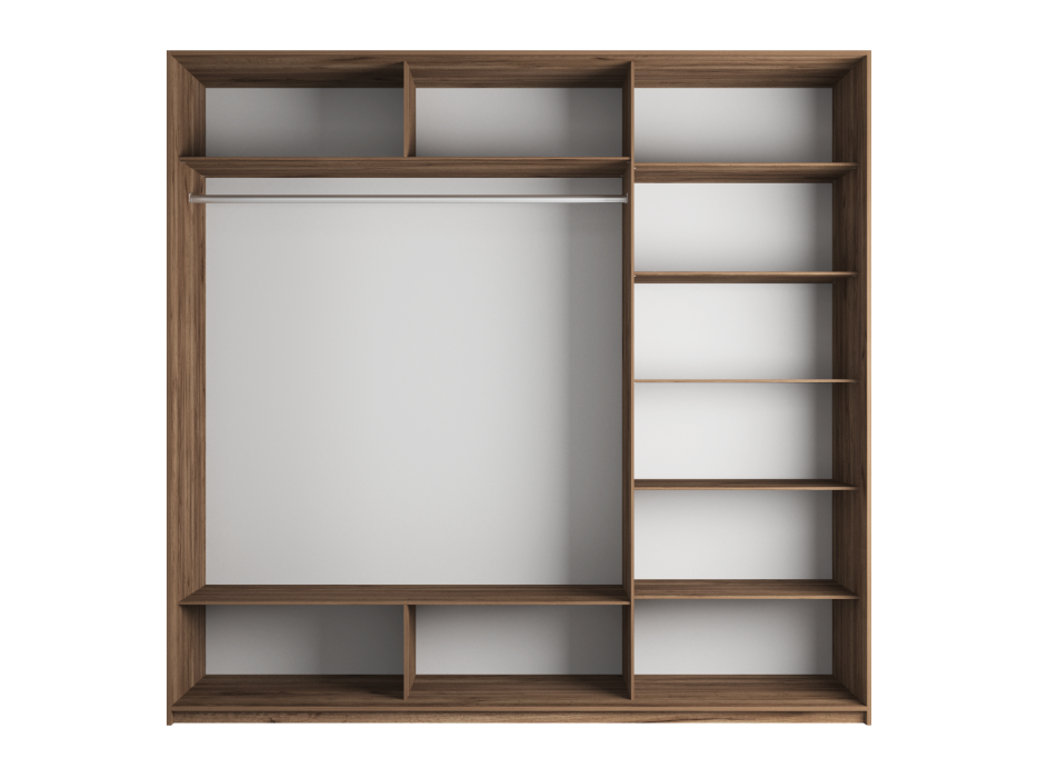 Шкафы-купе 3-х дверные, Шкаф Прайм трио 2-ва Стекла белого+ Зеркало 2300 x 2100 x 570