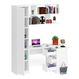 Стол угловой компьютерный Мори МС-16 правый с пеналом с полками и навесной открытой полкой 1200