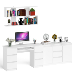 Двухтумбовый стол компьютерный с ящиками МС-2 с тумбой-комодом и полкой 1200 Мори