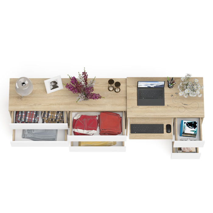 Домашние кабинеты, Комод 1380 6-ть ящиков Мори с однотумбовым столом компьютерным МС-6 правым