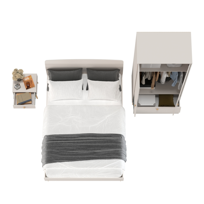 Спальные гарнитуры, Шкаф 2-х дверный с кроватью двуспальной Афина 1400 и прикроватной тумбочкой