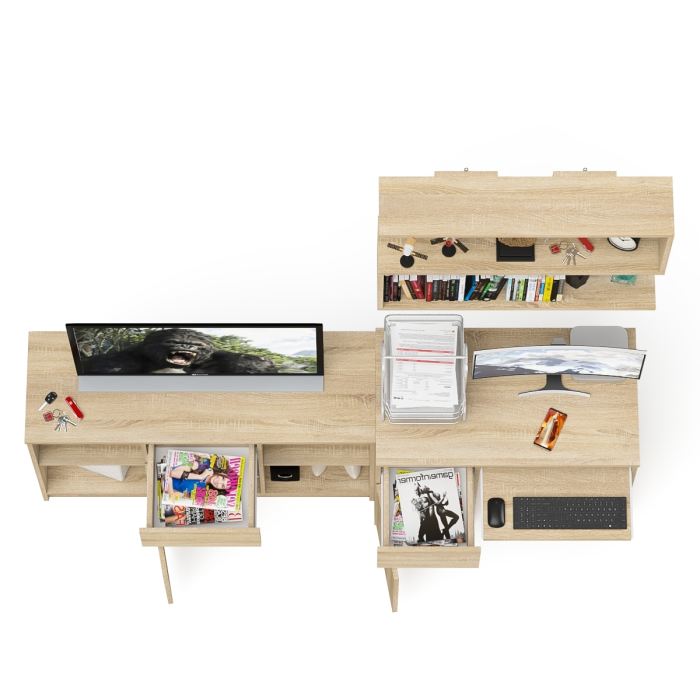 Прямые компьютерные столы, Тумба для техники МТВ1204.1 с компьютерным столом Мори МС-1 левым и полкой навесной