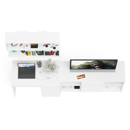 Стол компьютерный три правых выдвижных ящика Мори МС-6 с верхней полкой и тумбой 1204