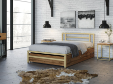 Кровати 120х190, Полутороспальная кровать Титан 120 ящики дуб крафт табак