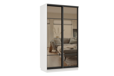 Шкаф-купе Премьер МИНИ 02 (11ЗБ;11ЗБ) фасады зеркало бронза/двухдверный/Профиль чёрный муар