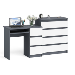 Стол компьютерный с ящиками МС-6 правый с комодом МК800 4 ящика Мори