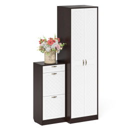 Шкаф с тумбой для обуви 2 секции П-6 № 16 МДФ фрезеровка ромб