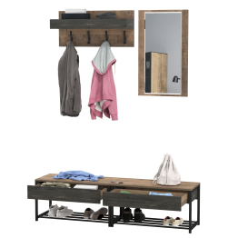 Две обувницы с сиденьем с зеркалом и вешалкой Трувор