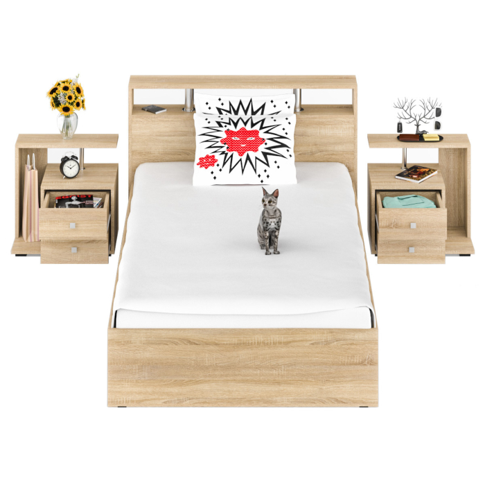 Спальные гарнитуры, Кровать Камелия 1200 с двумя прикроватными тумбами