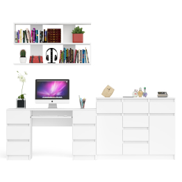 Комод-тумба Мори МК1200.4 с открытой верхней полкой и стол компьютерный МС-2