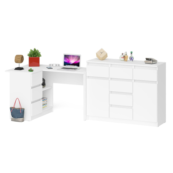 Компьютерные столы, Тумба-комод Мори 1200 с угловым компьютерным столом МС-16 с тумбой слева Мори