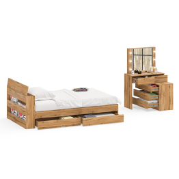 Столик туалетный с лампочками 110 с полутораспальной кроватью с ящиками Ксения 1200