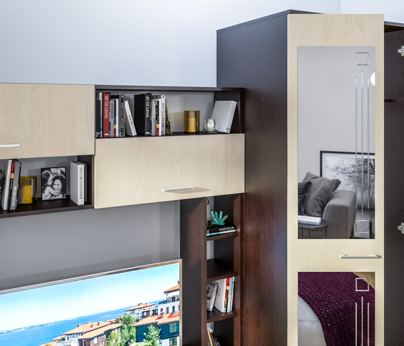 Стенки для гостиной, Марта СБ-2990 Стенка Венге/Дуб Паллада