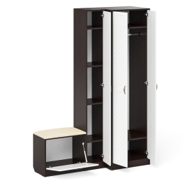 Шкаф с пеналом и обувницей с сиденьем П-6 № 25 МДФ фрезеровка ромб