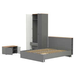 Кровать с ортопедическим основанием Остин и шкаф-комод для одежды с тумбой с дверками