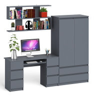 Домашние кабинеты, Шкаф-комод Мори МШ900.1 с письменным 2-х тумбовым столом МС-2 и полкой книжной