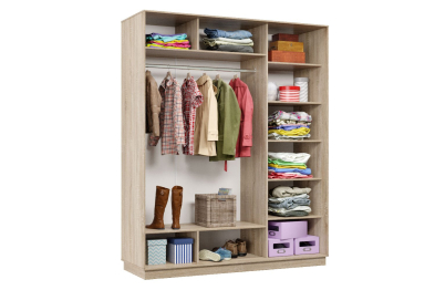 Шкаф-купе Премьер 22 (01РБ;01РБ;01РБ) фасады ромб белый/трёхдверный/Профиль чёрный муар