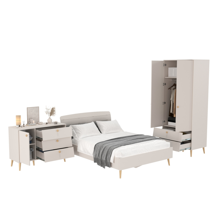 Спальные гарнитуры, Спальня Афина Сп-04 кровать 1400 с комодом и 2-х дверным шкафом для одежды