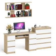 Домашние кабинеты, Стол письменный Мори МС-2 с комодом МК800 4 ящика и полкой 1200