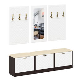 Набор мебели для прихожей из обувниц зеркала и вешалок П-6 № 03 МДФ фрезеровка ромб