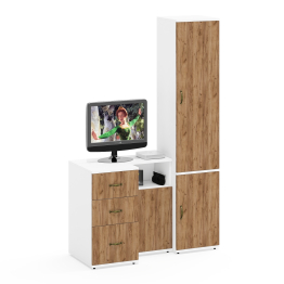 Тумба три ящика и тумба с нишей и пенал со штангой для одежды Лидер-8