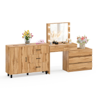 Туалетные столики, Угловой туалетный столик с подсветкой 110 и тумба-комод дверка и 3 ящика 122-1204