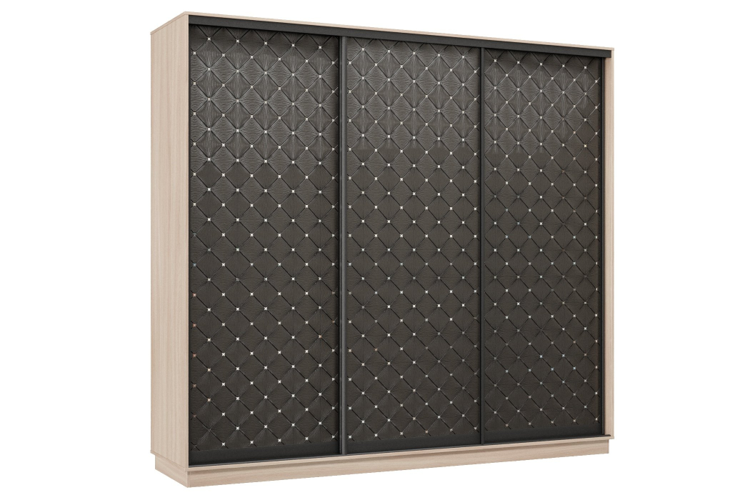 Шкафы-купе 3-х дверные, Шкаф-купе Премьер 35 (01РЧ;01РЧ;01РЧ) фасады ромб чёрный/трёхдверный/Профиль чёрный муар