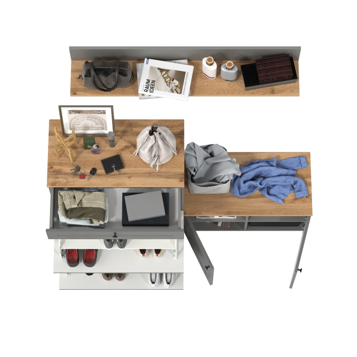 Прихожие, Остин обувница с тумбой с дверками и верхней полкой