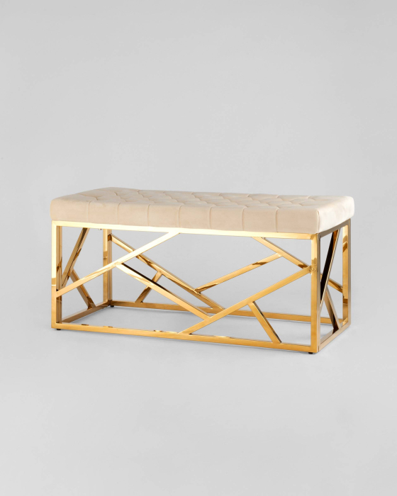 Банкетка в прихожую, Банкетка-скамейка АРТ ДЕКО (Сталь золото)