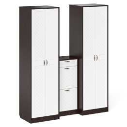 Тумба для обуви две секции и два шкафа в прихожую П-6 № 13 МДФ фрезеровка ромб