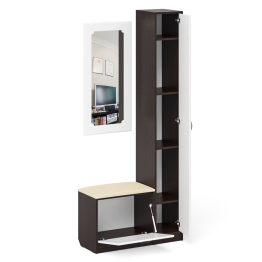 Обувница с сиденьем зеркало и пенал П-6 МДФ фрезеровка ромб