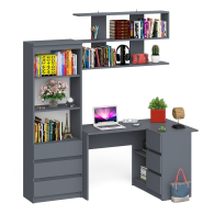 Домашние кабинеты, Рабочее место с угловым столом Мори МС-16 правым со стеллажом и полкой