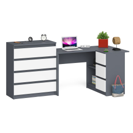 Комод Мори МК-800 4 ящика и угловой стол компьютерный МС-16 правый