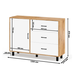 Угловой туалетный столик с подсветкой 110 и тумба-комод дверка и 3 ящика 122-1204