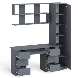 Компьютерный стол МС-2 с верхней полкой и пеналом для вещей Мори